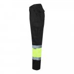 VL ATHENA. Pantaloni din twill &icirc;n două tonuri (210g/m&sup2;), căptușiți, cu mai multe buzunare, din bumbac (20%) și poliester (80%) - Negru/Galben