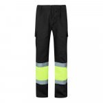 VL ATHENA. Pantaloni din twill &icirc;n două tonuri (210g/m&sup2;), căptușiți, cu mai multe buzunare, din bumbac (20%) și poliester (80%) - Negru/Galben