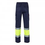 VL ATHENA. Pantaloni din twill &icirc;n două tonuri (210g/m&sup2;), căptușiți, cu mai multe buzunare, din bumbac (20%) și poliester (80%) - Albastru/Galben