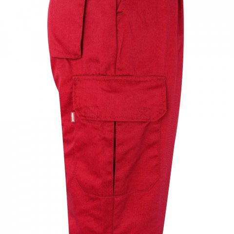 VL ATHENA. Pantaloni din twill &icirc;n două tonuri (210g/m&sup2;), căptușiți, cu mai multe buzunare, din bumbac (20%) și poliester (80%) - Roșu/Galben