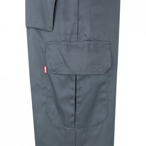 VL ATHENA. Pantaloni din twill &icirc;n două tonuri (210g/m&sup2;), căptușiți, cu mai multe buzunare, din bumbac (20%) și poliester (80%) - Gri/Galben