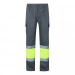 VL ATHENA. Pantaloni din twill &icirc;n două tonuri (210g/m&sup2;), căptușiți, cu mai multe buzunare, din bumbac (20%) și poliester (80%) - Gri/Galben