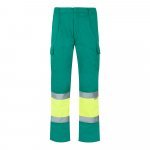 VL ATHENA. Pantaloni din twill &icirc;n două tonuri (210g/m&sup2;), căptușiți, cu mai multe buzunare, din bumbac (20%) și poliester (80%) - Verde/Galben