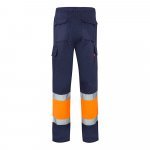 VL ATHENA. Pantaloni din twill &icirc;n două tonuri (210g/m&sup2;), căptușiți, cu mai multe buzunare, din bumbac (20%) și poliester (80%) - Albastru/Portocaliu