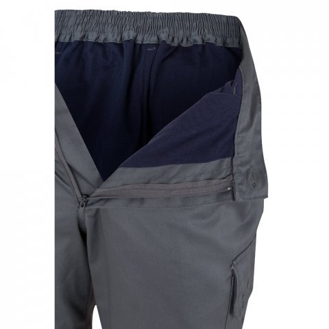 VL ATHENA. Pantaloni din twill &icirc;n două tonuri (210g/m&sup2;), căptușiți, cu mai multe buzunare, din bumbac (20%) și poliester (80%) - Gri/Portocaliu