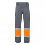 VL ATHENA. Pantaloni din twill &icirc;n două tonuri (210g/m&sup2;), căptușiți, cu mai multe buzunare, din bumbac (20%) și poliester (80%) - Gri/Portocaliu