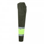 VL ATHENA. Pantaloni din twill &icirc;n două tonuri (210g/m&sup2;), căptușiți, cu mai multe buzunare, din bumbac (20%) și poliester (80%) - Verde armată/Galben