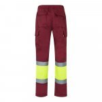 VL ATHENA. Pantaloni din twill &icirc;n două tonuri (210g/m&sup2;), căptușiți, cu mai multe buzunare, din bumbac (20%) și poliester (80%) - Burgundia/Galben