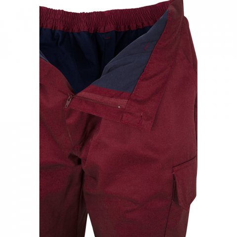 VL ATHENA. Pantaloni din twill &icirc;n două tonuri (210g/m&sup2;), căptușiți, cu mai multe buzunare, din bumbac (20%) și poliester (80%) - Burgundia/Galben