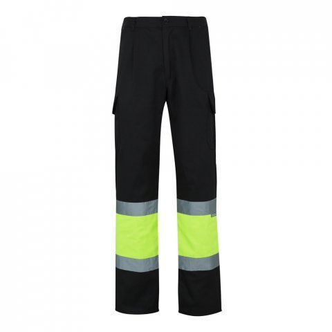 VL POSEIDON. Двуцветни панталони от плат с много джобове (210 г/м&sup2;), от памук (20%) и полиестер (80%) - черно/жълт