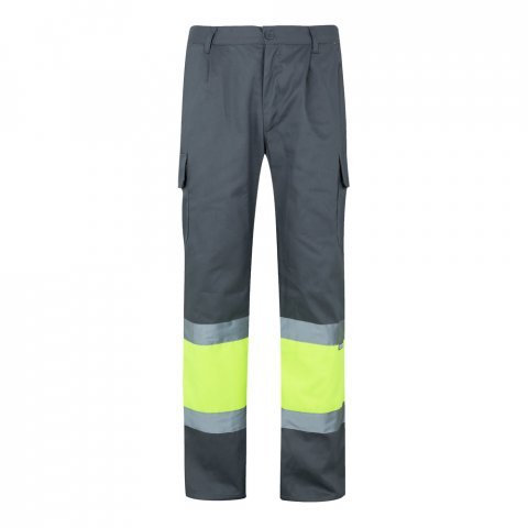 VL POSEIDON. Двуцветни панталони от плат с много джобове (210 г/м&sup2;), от памук (20%) и полиестер (80%) - сив/жълт