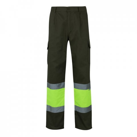 VL POSEIDON. Двуцветни панталони от плат с много джобове (210 г/м&sup2;), от памук (20%) и полиестер (80%) - Армия зелено/жълт