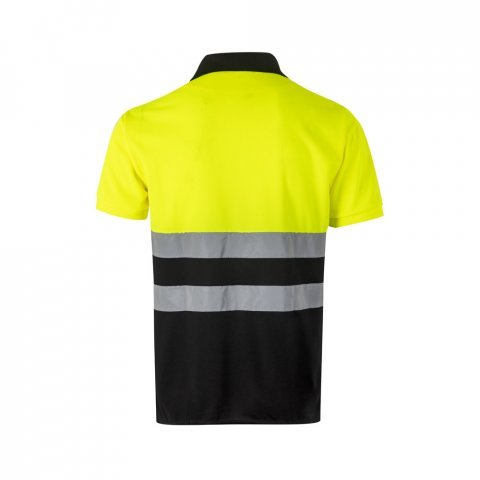 VL CUPID. Polo piqu&eacute; bicolore (160g/m&sup2;) &agrave; manches courtes, en polyester (100%) - Noir/Jaune