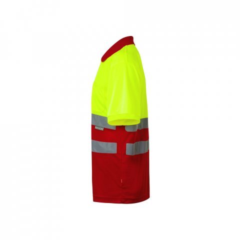 VL CUPID. Polo piqu&eacute; bicolore (160g/m&sup2;) &agrave; manches courtes, en polyester (100%) - Rouge/Jaune