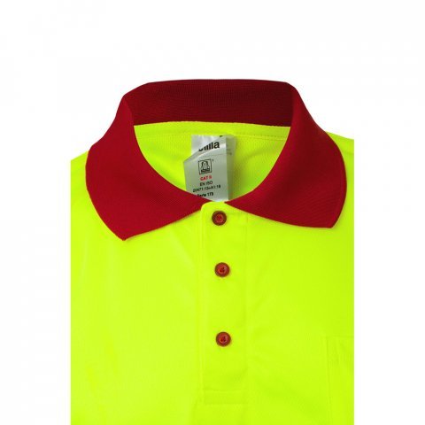 VL CUPID. Polo piqu&eacute; bicolore (160g/m&sup2;) &agrave; manches courtes, en polyester (100%) - Rouge/Jaune