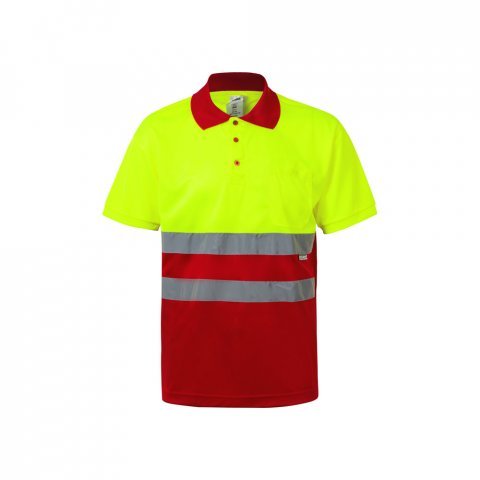 VL CUPID. Polo piqu&eacute; bicolore (160g/m&sup2;) &agrave; manches courtes, en polyester (100%) - Rouge/Jaune