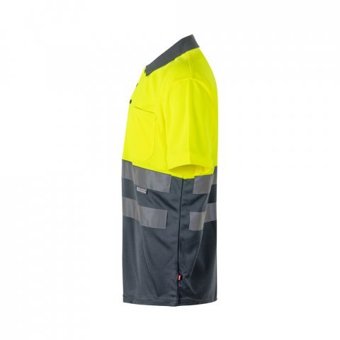 VL CUPID. Polo piqu&eacute; bicolore (160g/m&sup2;) &agrave; manches courtes, en polyester (100%) - Gris/Jaune