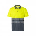 VL CUPID. Polo piqu&eacute; bicolore (160g/m&sup2;) &agrave; manches courtes, en polyester (100%) - Gris/Jaune
