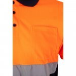 VL CUPID. Polo piqu&eacute; bicolore (160g/m&sup2;) &agrave; manches courtes, en polyester (100%) - Bleu marine/Orange