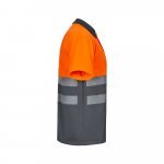 VL CUPID. Polo piqu&eacute; bicolore (160g/m&sup2;) &agrave; manches courtes, en polyester (100%) - Gris/Orange