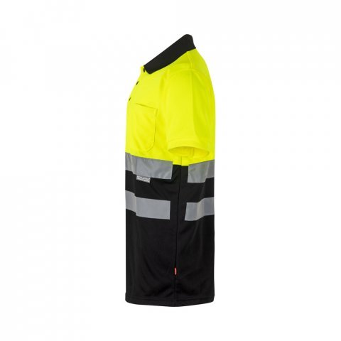 VL CUPID LARGE. Polo bicolore (160g/m&sup2;) &agrave; manches courtes, en polyester (100%) - Noir/Jaune