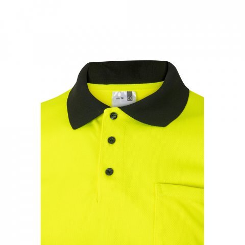 VL CUPID LARGE. Polo bicolore (160g/m&sup2;) &agrave; manches courtes, en polyester (100%) - Noir/Jaune