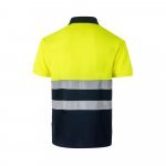 VL CUPID LARGE. Polo bicolore (160g/m&sup2;) &agrave; manches courtes, en polyester (100%) - Bleu marine/Jaune