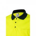 VL CUPID LARGE. Polo bicolore (160g/m&sup2;) &agrave; manches courtes, en polyester (100%) - Bleu marine/Jaune