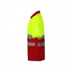 VL CUPID LARGE. Polo bicolore (160g/m&sup2;) &agrave; manches courtes, en polyester (100%) - Rouge/Jaune