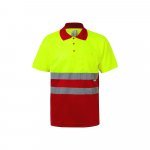 VL CUPID LARGE. Polo bicolore (160g/m&sup2;) &agrave; manches courtes, en polyester (100%) - Rouge/Jaune