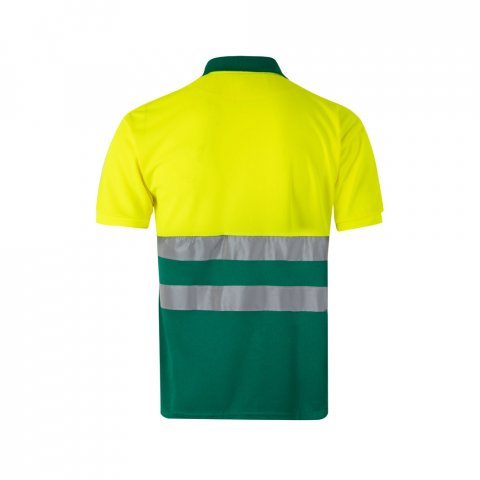 VL CUPID LARGE. Polo bicolore (160g/m&sup2;) &agrave; manches courtes, en polyester (100%) - Vert/Jaune