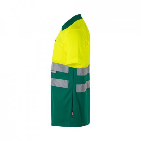 VL CUPID LARGE. Polo bicolore (160g/m&sup2;) &agrave; manches courtes, en polyester (100%) - Vert/Jaune