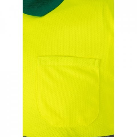 VL CUPID LARGE. Polo bicolore (160g/m&sup2;) &agrave; manches courtes, en polyester (100%) - Vert/Jaune