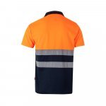 VL CUPID LARGE. Polo bicolore (160g/m&sup2;) &agrave; manches courtes, en polyester (100%) - Bleu marine/Orange