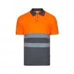 VL CUPID LARGE. Polo bicolore (160g/m&sup2;) &agrave; manches courtes, en polyester (100%) - Gris/Orange