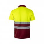 VL CUPID LARGE. Polo bicolore (160g/m&sup2;) &agrave; manches courtes, en polyester (100%) - Bordeaux/Jaune