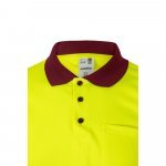 VL CUPID LARGE. Polo bicolore (160g/m&sup2;) &agrave; manches courtes, en polyester (100%) - Bordeaux/Jaune