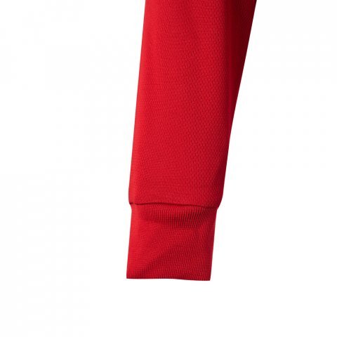 VL VULCAN. Dvoubarevn&aacute; poloko&scaron;ile z ptač&iacute; perspektivy (160 g/m&sup2;) s dlouh&yacute;m ruk&aacute;vem, z polyesteru (100 %) - Červen&aacute;/Žlut&aacute;