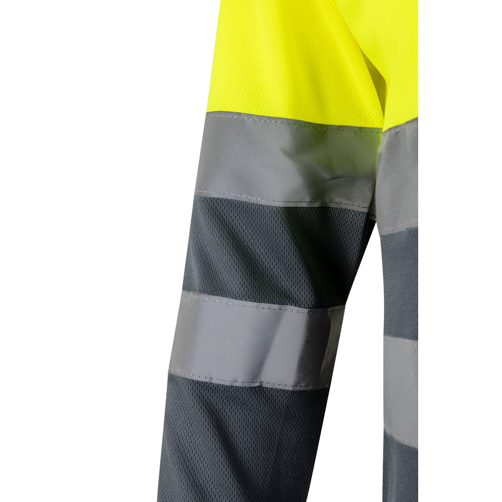 VL VULCAN. Polo bicolore bird-eye (160g/m²) con maniche lunghe, in poliestere (100%)