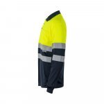 VL VULCAN LARGE. Zweifarbiges Poloshirt im Bird-Eye-Design (160g/m&sup2;) mit langen &Auml;rmeln, aus Polyester (100%) - Marineblau/Gelb