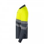 VL VULCAN LARGE. Zweifarbiges Poloshirt im Bird-Eye-Design (160g/m&sup2;) mit langen &Auml;rmeln, aus Polyester (100%) - Grau/Gelb