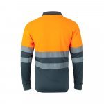 VL VULCAN LARGE. Zweifarbiges Poloshirt im Bird-Eye-Design (160g/m&sup2;) mit langen &Auml;rmeln, aus Polyester (100%) - Grau/Orange