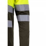 VL VULCAN LARGE. Zweifarbiges Poloshirt im Bird-Eye-Design (160g/m&sup2;) mit langen &Auml;rmeln, aus Polyester (100%) - Khaki/Gelb