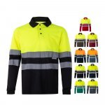 VL VULCAN LARGE. Zweifarbiges Poloshirt im Bird-Eye-Design (160g/m&sup2;) mit langen &Auml;rmeln, aus Polyester (100%)