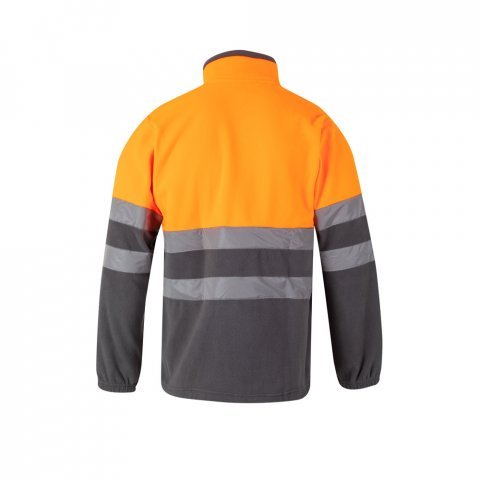 VL EROS. Casaco polar bicolor (280g/m&sup2;), em poli&eacute;ster (100%) - Cinzento/Laranja