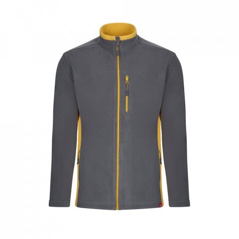 VL GERAS. Casaco polar bicolor (220g/m&sup2;) em poli&eacute;ster (100%) - Cinzento/Amarelo