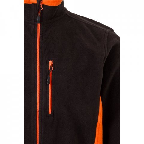 VL GERAS. Casaco polar bicolor (220g/m&sup2;) em poli&eacute;ster (100%) - Preto/Laranja