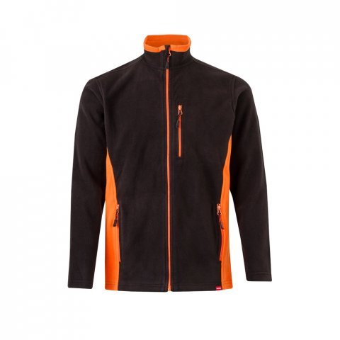 VL GERAS. Casaco polar bicolor (220g/m&sup2;) em poli&eacute;ster (100%) - Preto/Laranja
