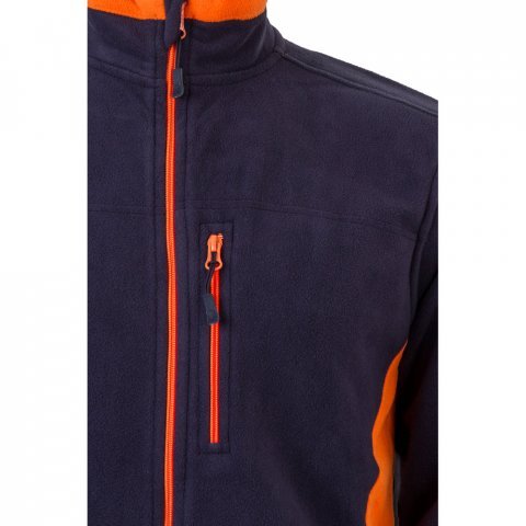 VL GERAS. Casaco polar bicolor (220g/m&sup2;) em poli&eacute;ster (100%) - Azul marinho/Laranja
