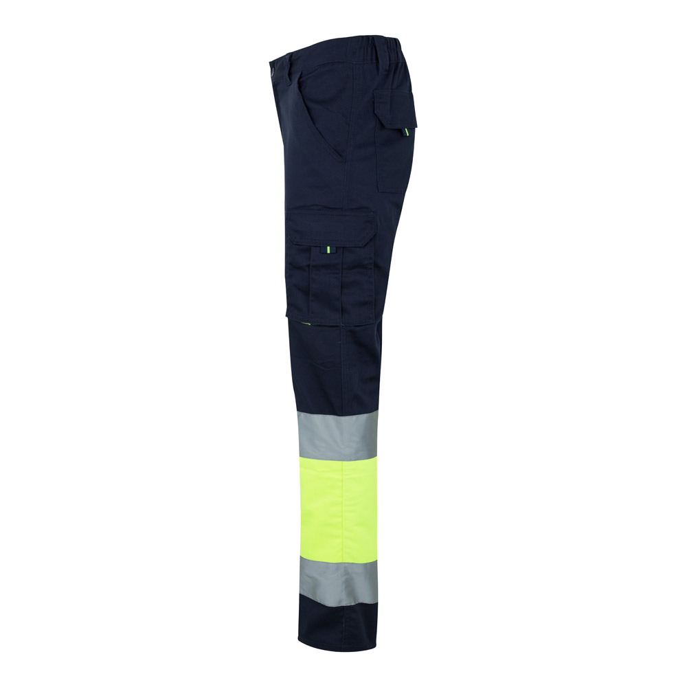 VL ZEUS. Pantaloni elasticizzati bicolore con diverse tasche (240g/m²), in cotone (46%), EME (38%) e poliestere (16%)